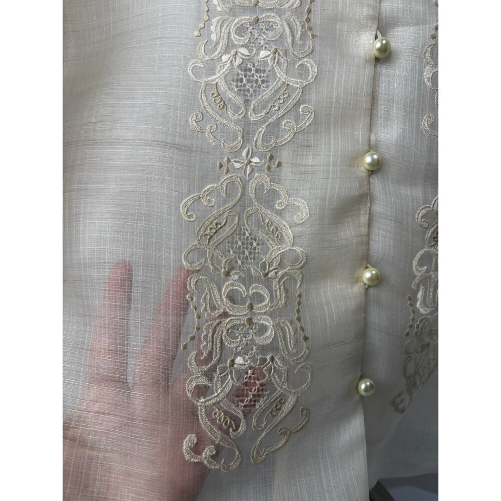 Raffaella 3X Sheer Embroidered Jacket Pearl Button Formal Top See Photos For Fit - Picture 6 of 16